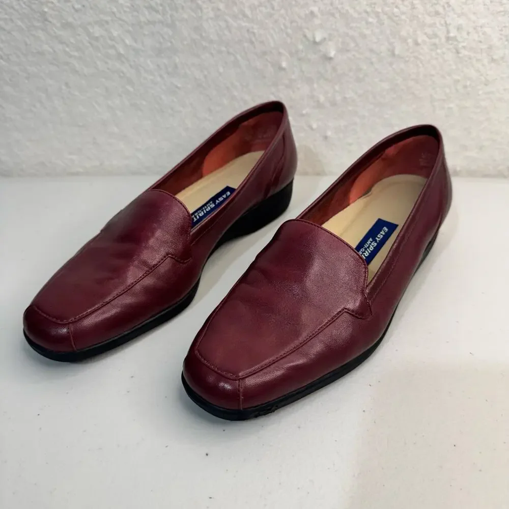 Easy Spirit Devitt Classic Loafer Congo/Red Leather Slip-On Comfort Shoe Size 10
